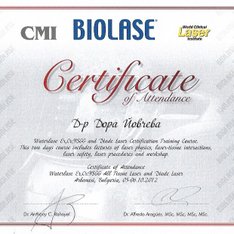 сертификат зъболекар доктор Дора Йовчева София